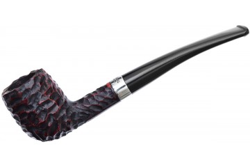Peterson Junior Rusticated Nickel Mounted Canted Billiard fishtail pipa